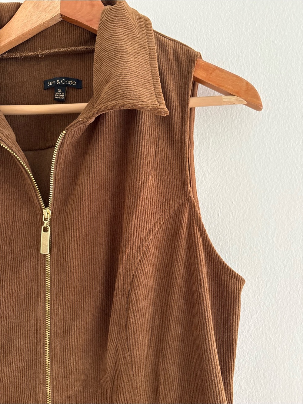Women's Tan Corduroy Zip Front Mini Dress